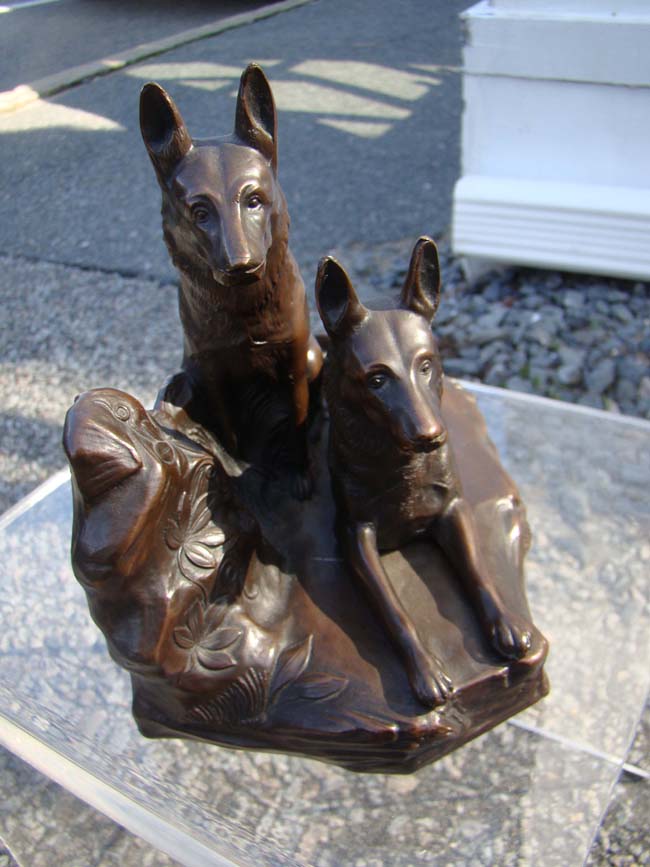 A very fine pair of German Shepherd bookends made by Jennings Brothers of Meriden, CT., circa 1930 — image 3